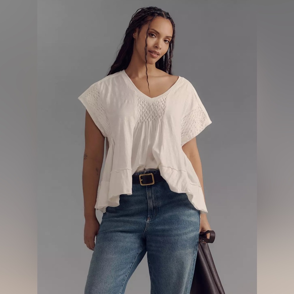 By Anthropologie Smocked Swing Tee
